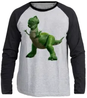 Camiseta manga longa Infantil ou Adulto Rex dinossauro toy story - Foto 3