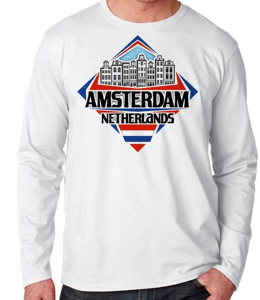 Camiseta manga longa Infantil ou Adulto Amsterdam Holanda Lembrança Imagem