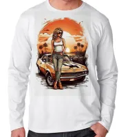 Camiseta manga longa Infantil ou Adulto Carro antigo corvete chevrolet - Foto 3
