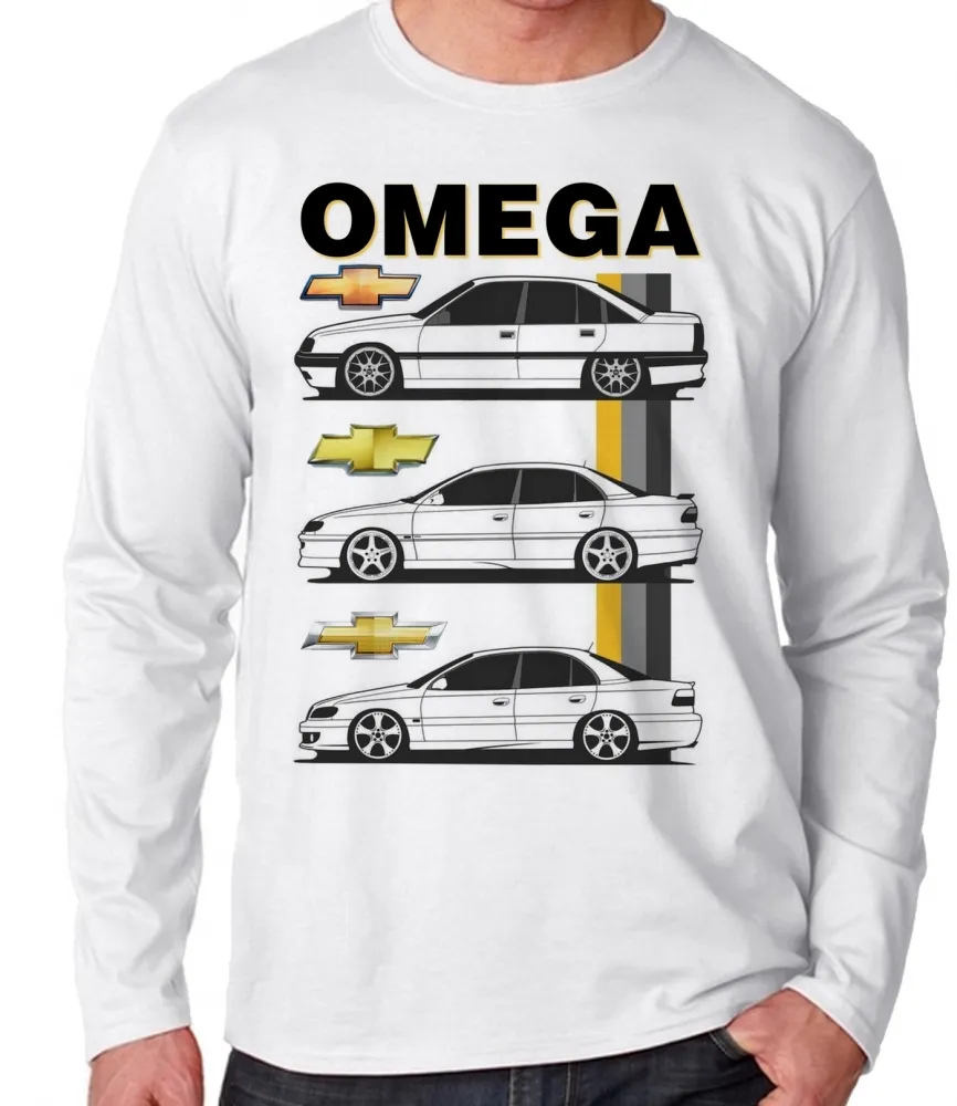 Camiseta manga longa Infantil ou Adulto Chevrolet omega modelo geraçoes