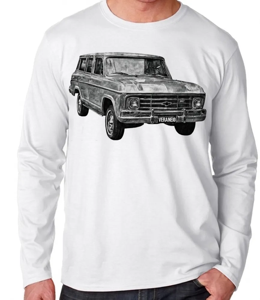 Camiseta manga longa Infantil ou Adulto Chevrolet Veraneio camionete antiga