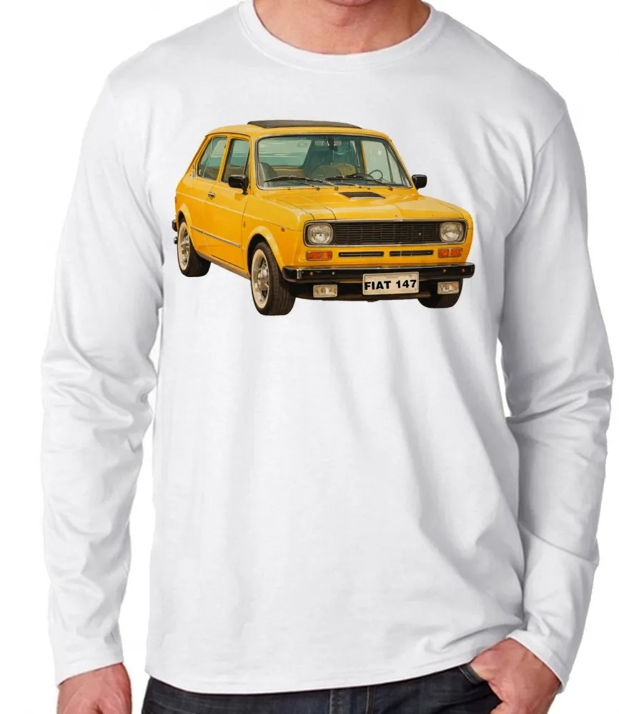 Camiseta manga longa Infantil ou Adulto Fiat 147 carro antigo classico Imagem