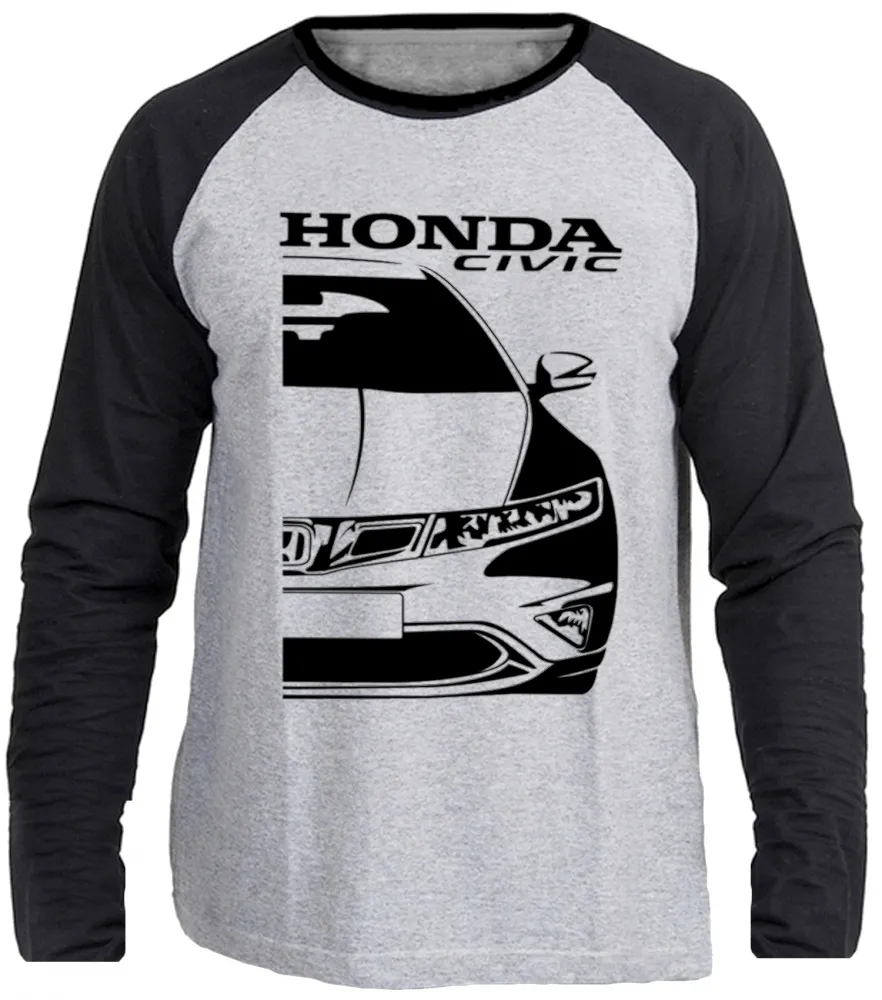 Camiseta manga longa Infantil ou Adulto Honda civic geração 8 Imagem