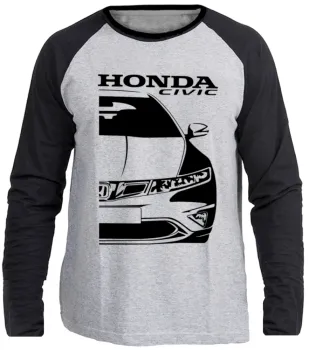Camiseta manga longa Infantil ou Adulto Honda civic geração 8