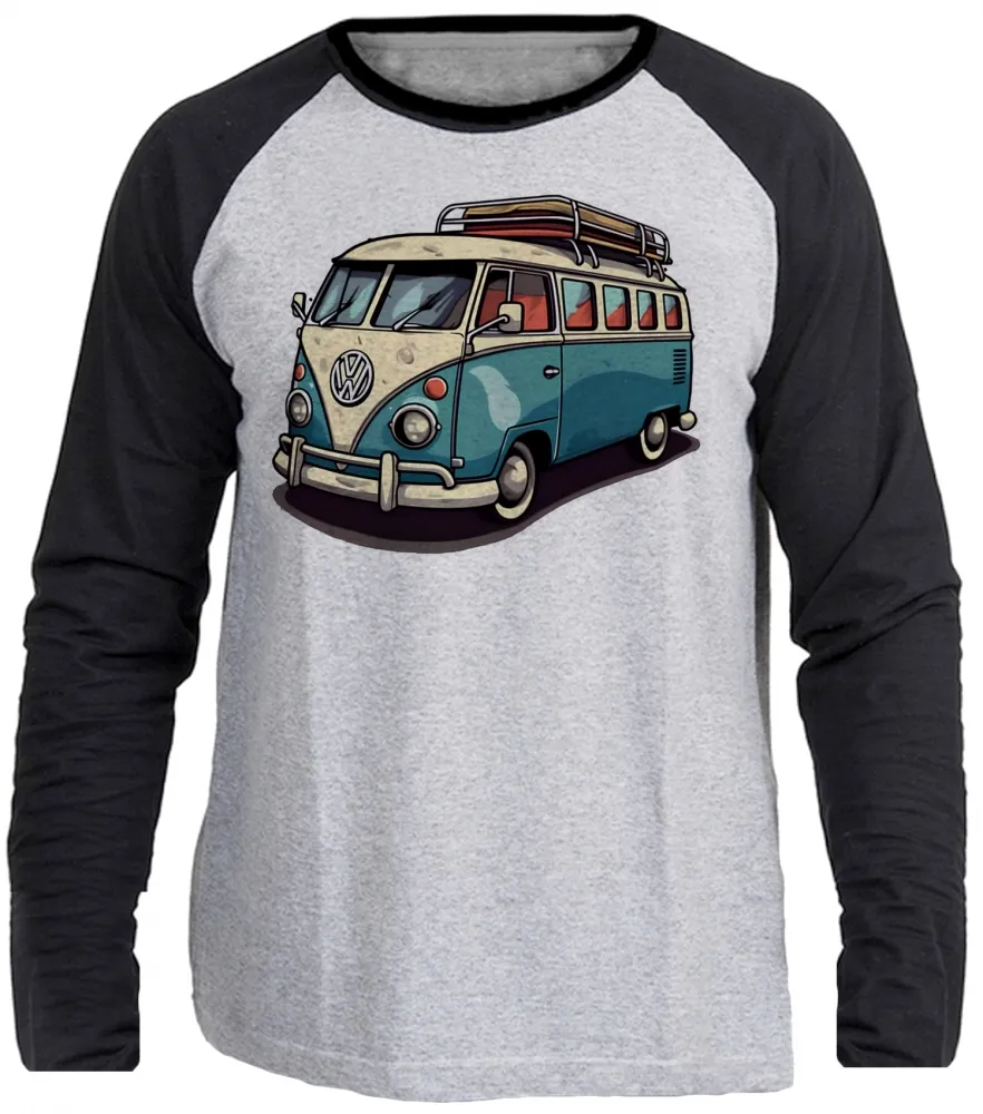 Camiseta manga longa Infantil ou Adulto Kombi carro antigo