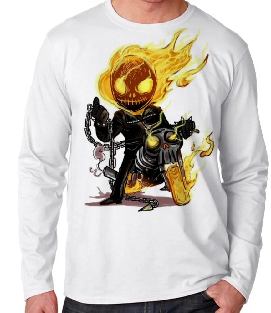 Camiseta manga longa Infantil ou Adulto Motoqueiro fantasma moto bike