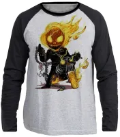 Camiseta manga longa Infantil ou Adulto Motoqueiro fantasma moto bike - Foto 3