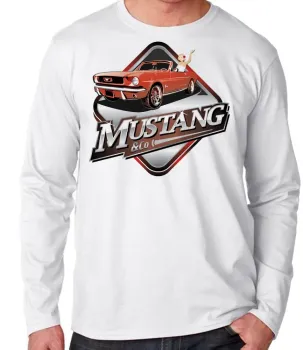 Camiseta manga longa Infantil ou Adulto Mustang carro antigo anos 60
