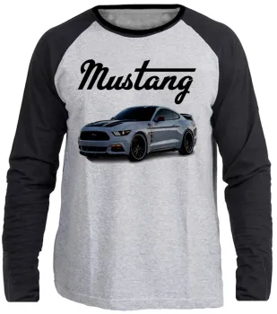 Camiseta manga longa Infantil ou Adulto Mustang carro muscle car