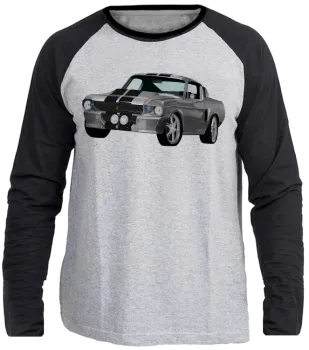 Camiseta manga longa Infantil ou Adulto Mustang Maverick carro antigo