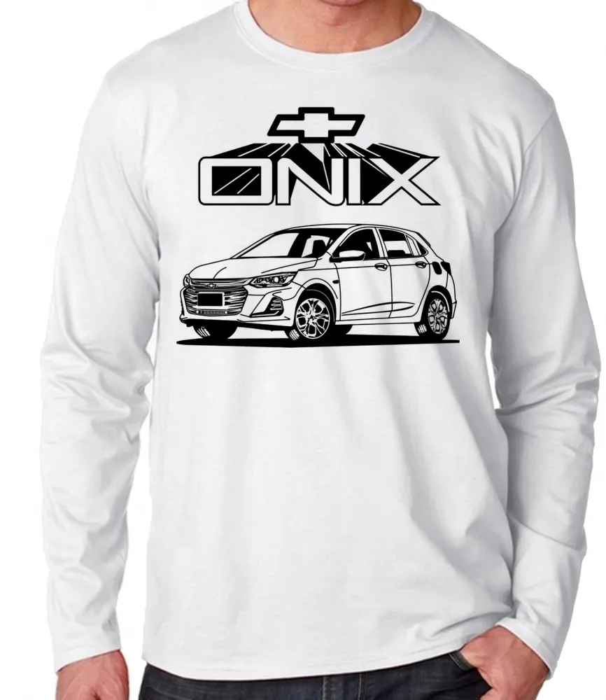 Camiseta manga longa Infantil ou Adulto Onix carro chevrolet Imagem