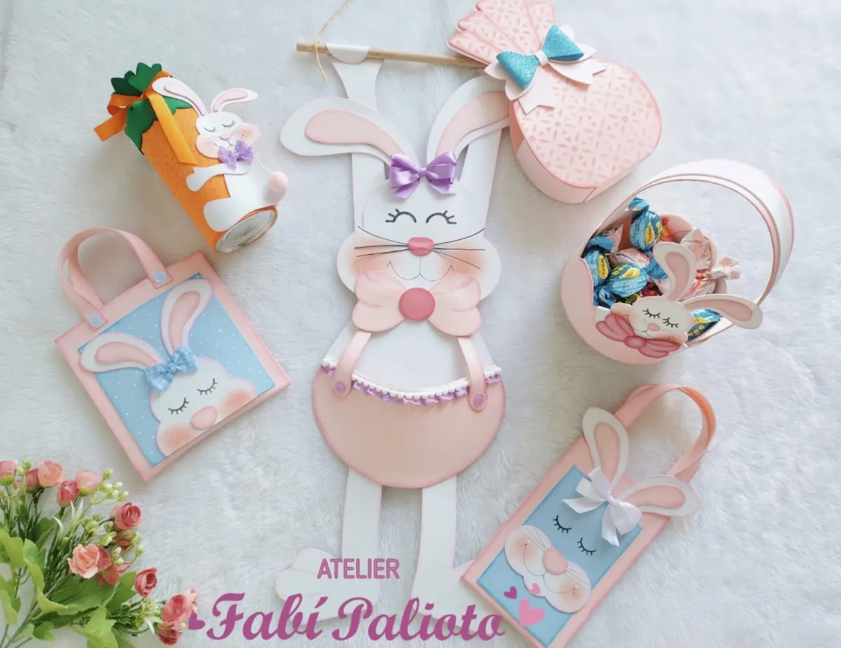 KIT37  Gabarito de Moldes em MDF Coleçao Pascoa 2025 - Coelho Guloso