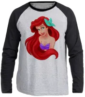 Camiseta manga longa Infantil ou Adulto Ariel pequena sereia princesa - Foto 3
