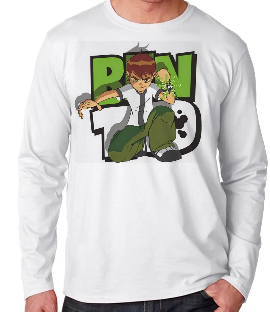 Camiseta manga longa Infantil ou Adulto Ben 10 super heroi