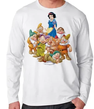 Camiseta manga longa Infantil ou Adulto Branca de neve 7 anões