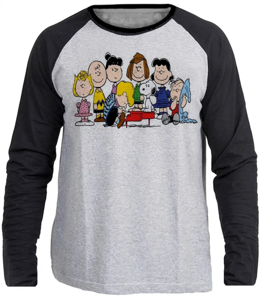 Camiseta manga longa Infantil ou Adulto Charlie brow snoopy turma Imagem