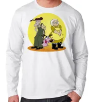 Camiseta manga longa Infantil ou Adulto Coragem cão covarde donos - Foto 3