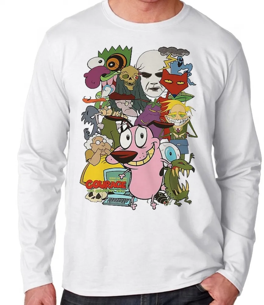 Camiseta manga longa Infantil ou Adulto Coragem cão covarde Vilão Imagem