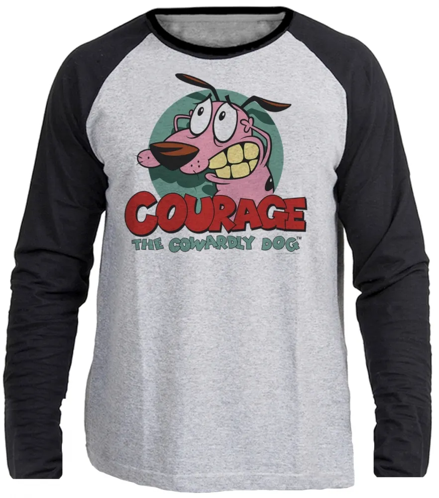 Camiseta manga longa Infantil ou Adulto Coragem cão dog cachorro