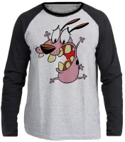 Camiseta manga longa Infantil ou Adulto Coragem o cão covarde desenho - Foto 2