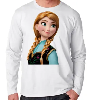 Camiseta manga longa Infantil ou Adulto Frozen Anna irmã da Elsa - Foto 2
