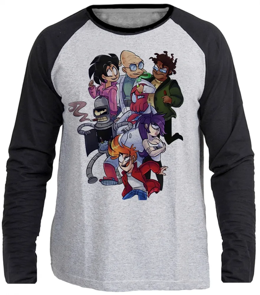 Camiseta manga longa Infantil ou Adulto futurama desenho antigo engraçado