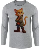 Camiseta manga longa Infantil ou Adulto Gato de botas colorido - Foto 2