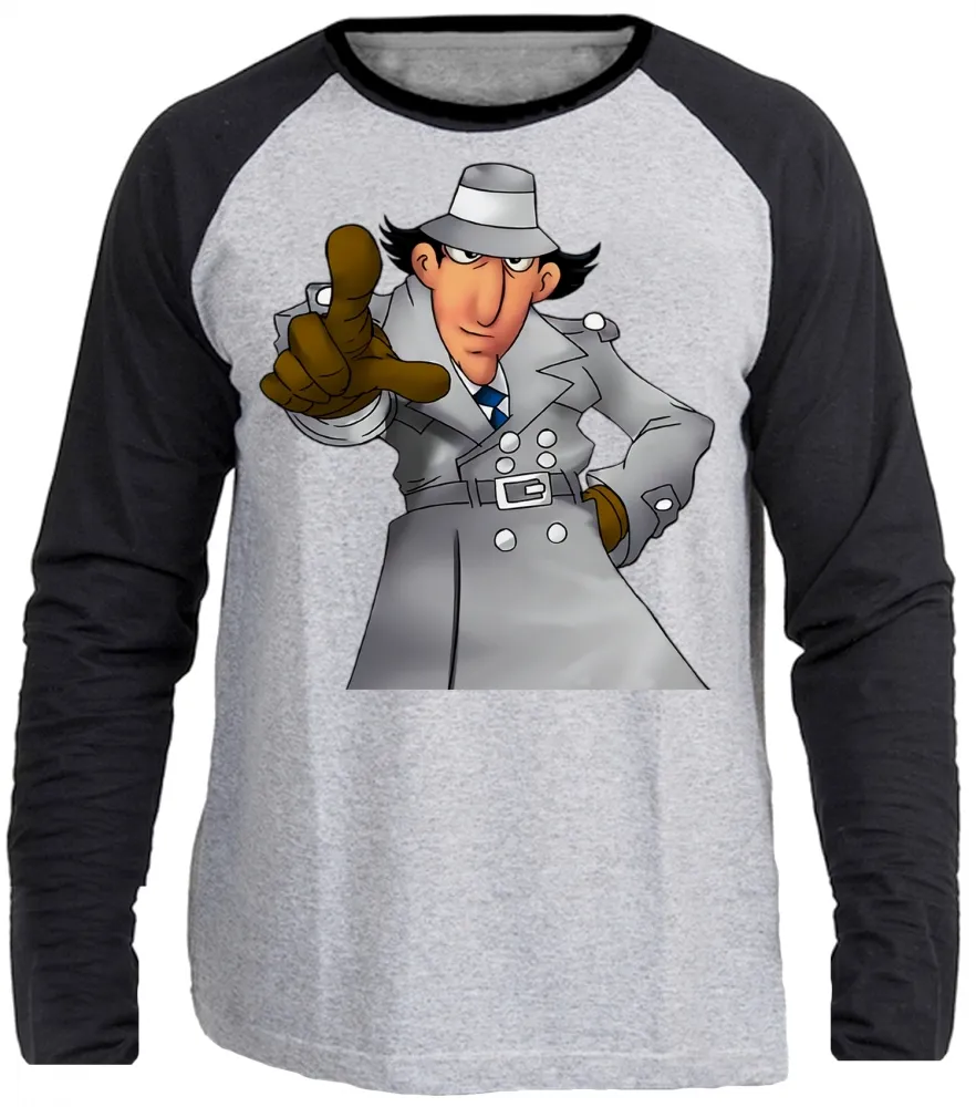 Camiseta manga longa Infantil ou Adulto inspetor bugiganga desenho antigo