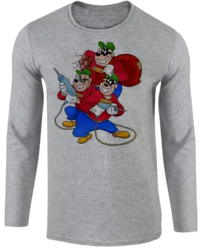 Camiseta manga longa Infantil ou Adulto Irmãos metralha tio patinhas