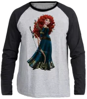 Camiseta manga longa Infantil ou Adulto Meridia Valente princesa disney - Foto 3
