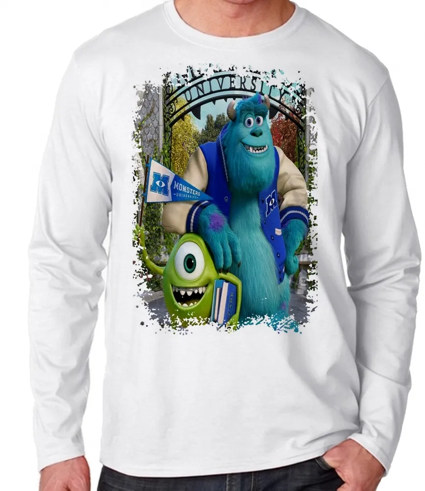 Camiseta manga longa Infantil ou Adulto Monstros SA desenho