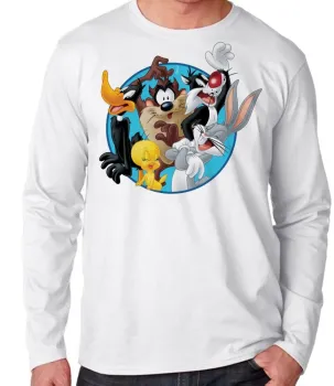 Camiseta manga longa Infantil ou Adulto Perna longa frajola taz mania patolino piu piu - Foto 2