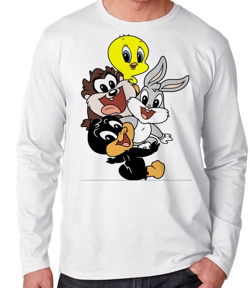 Camiseta manga longa Infantil ou Adulto pernalonga piu piu taz mania patolino baby