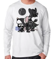 Camiseta manga longa Infantil ou Adulto Pink cerebro darth vader mestre - Foto 3