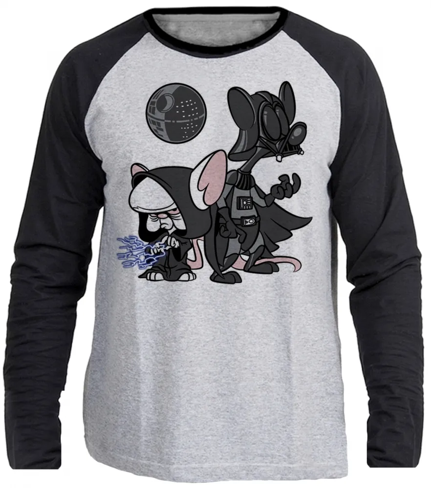 Camiseta manga longa Infantil ou Adulto Pink cerebro darth vader mestre