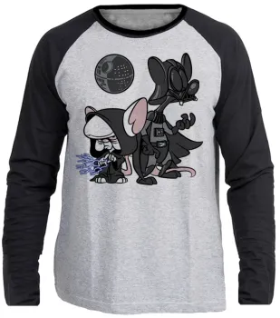 Camiseta manga longa Infantil ou Adulto Pink cerebro darth vader mestre