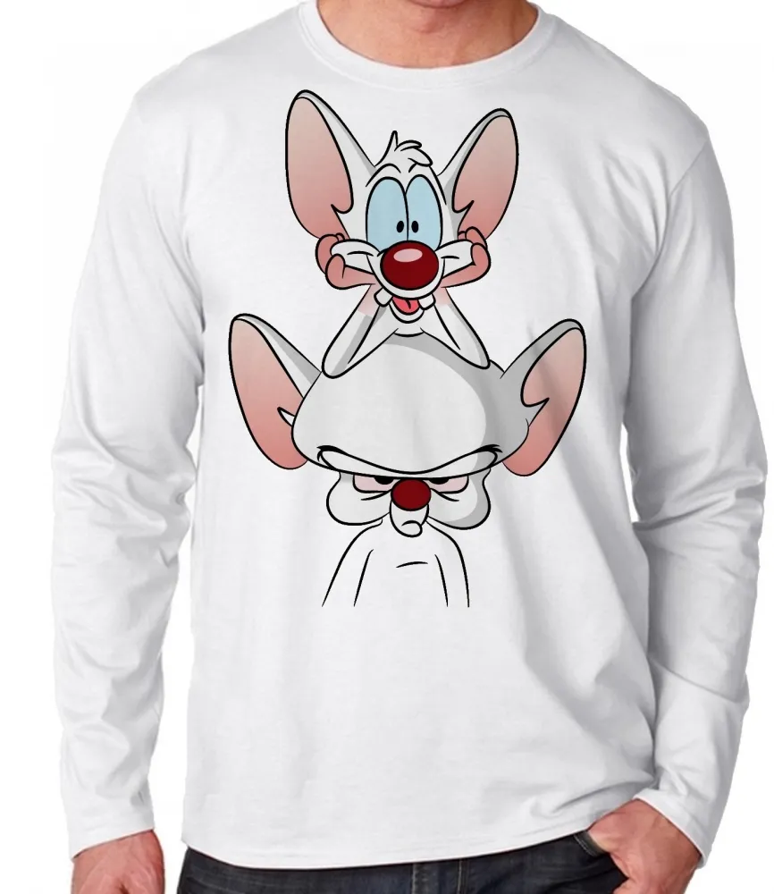 Camiseta manga longa Infantil ou Adulto Pink e o Cérebro