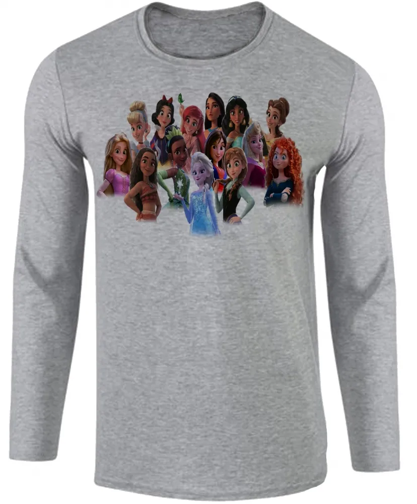 Camiseta manga longa Infantil ou Adulto princesas disney rapunzel frozen Imagem