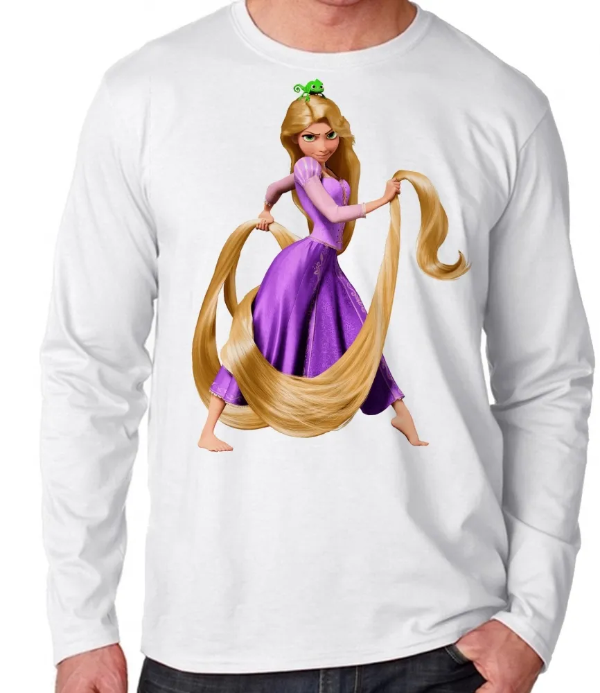 Camiseta manga longa Infantil ou Adulto rapunzel princesa disney