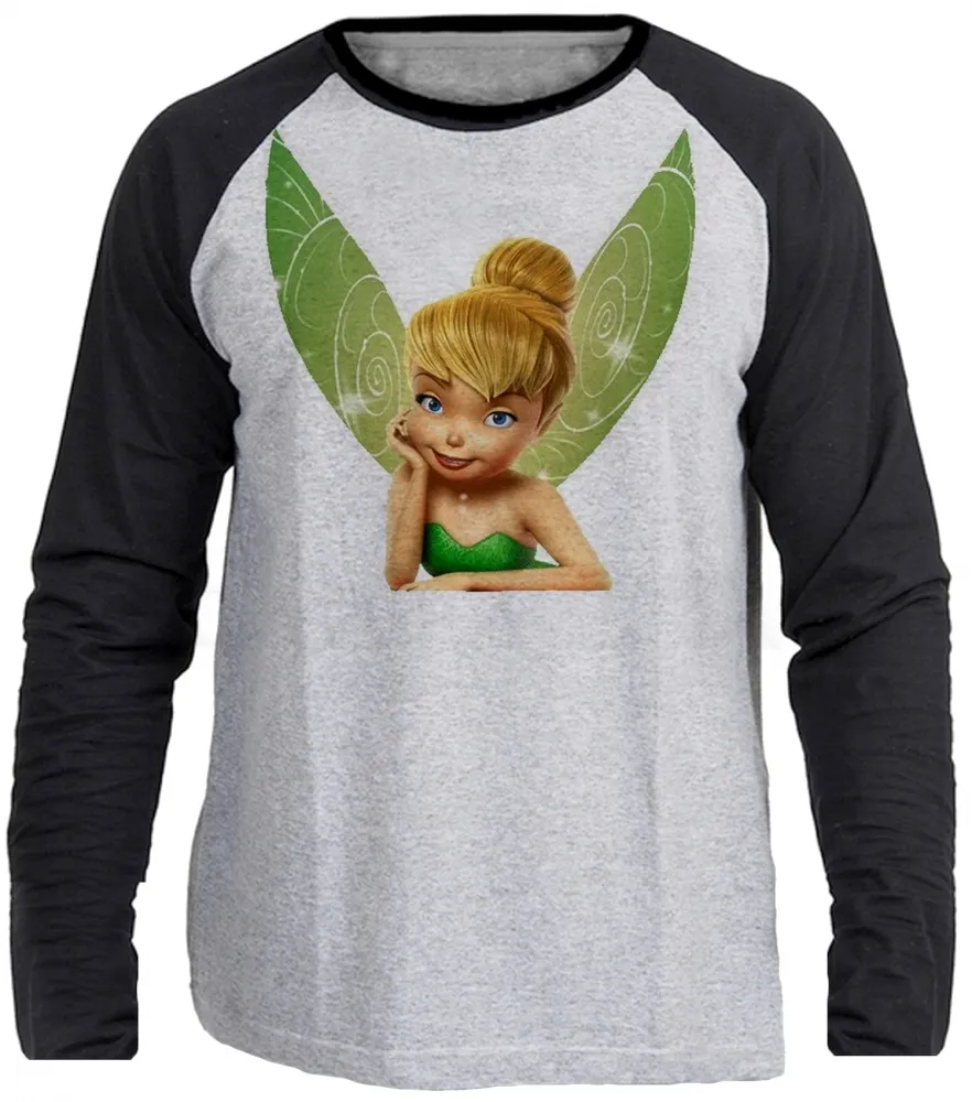Camiseta manga longa Infantil ou Adulto Sininho fada peter pan Imagem