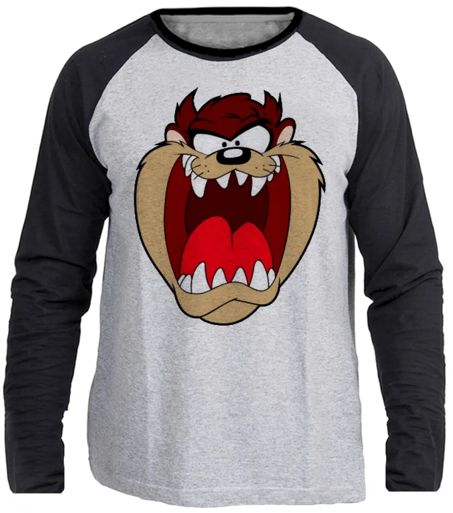 Camiseta manga longa Infantil ou Adulto Taz Mania diabo tazmania