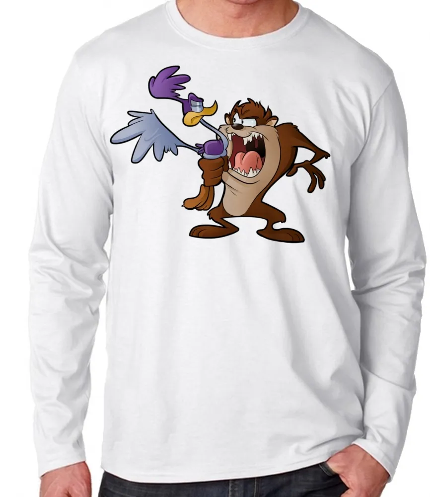 Camiseta manga longa Infantil ou Adulto Taz mania papa leguas