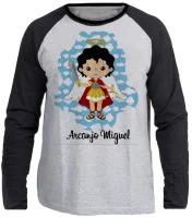 Camiseta manga longa Infantil ou Adulto Arcanjo Miguel Jesus Cristo - Foto 3