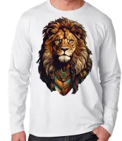 Camiseta manga longa Infantil ou Adulto Leão rei Juda Jesus Cristo salvador - Foto 2