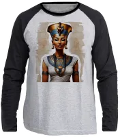 Camiseta manga longa Infantil ou Adulto Nefertite egito rainha cleopatra - Foto 3