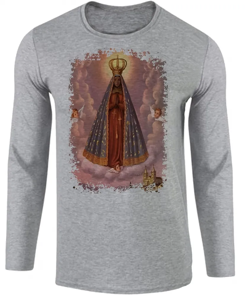 Camiseta manga longa Infantil ou Adulto Nossa Senhora Aparecida Imagem
