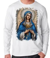 Camiseta manga longa Infantil ou Adulto Nossa Senhora Aparecida Jesus Mãe - Foto 3