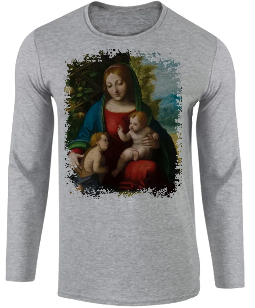 Camiseta manga longa Infantil ou Adulto Nossa Senhora Jesus João batista Imagem