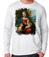 Camiseta manga longa Infantil ou Adulto Nossa Senhora Jesus João batista - Foto 2