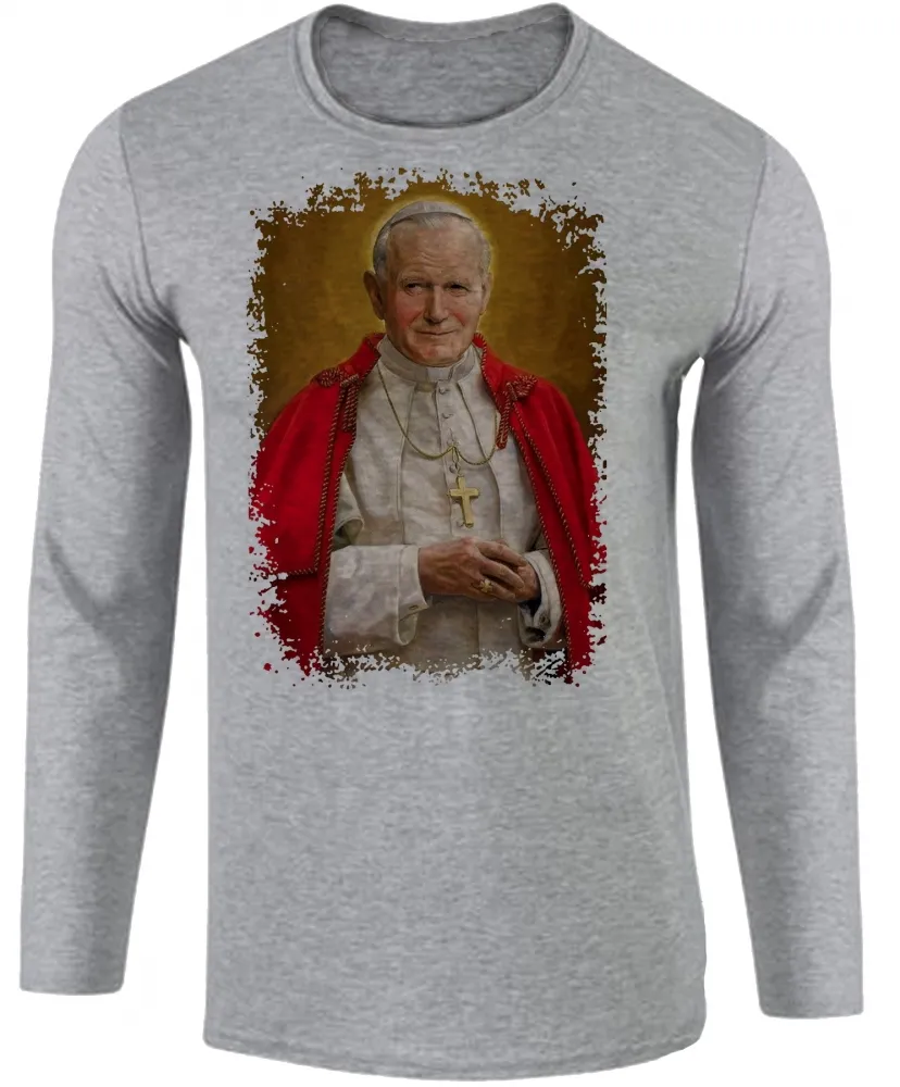 Camiseta manga longa Infantil ou Adulto Papa João Paulo Jesus Cristo